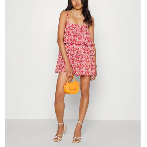 Free People Dresses & Skirts - Free People Women's Talia Tiered Red Floral Print Tunic Cottagecore Sundress